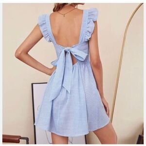 SHEIN Blue Striped Ruffle Dress
